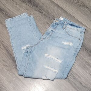 EUC KanCan Estilo Distressed Cropped High Waisted Light Blue Jeans